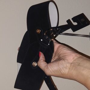 House Of Harlow 1960 Suede/Genuine Leather Black Belt - Size M/L